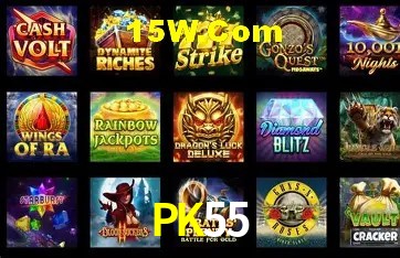 Tela de boas-vindas e lobby de jogos do aplicativo PK55